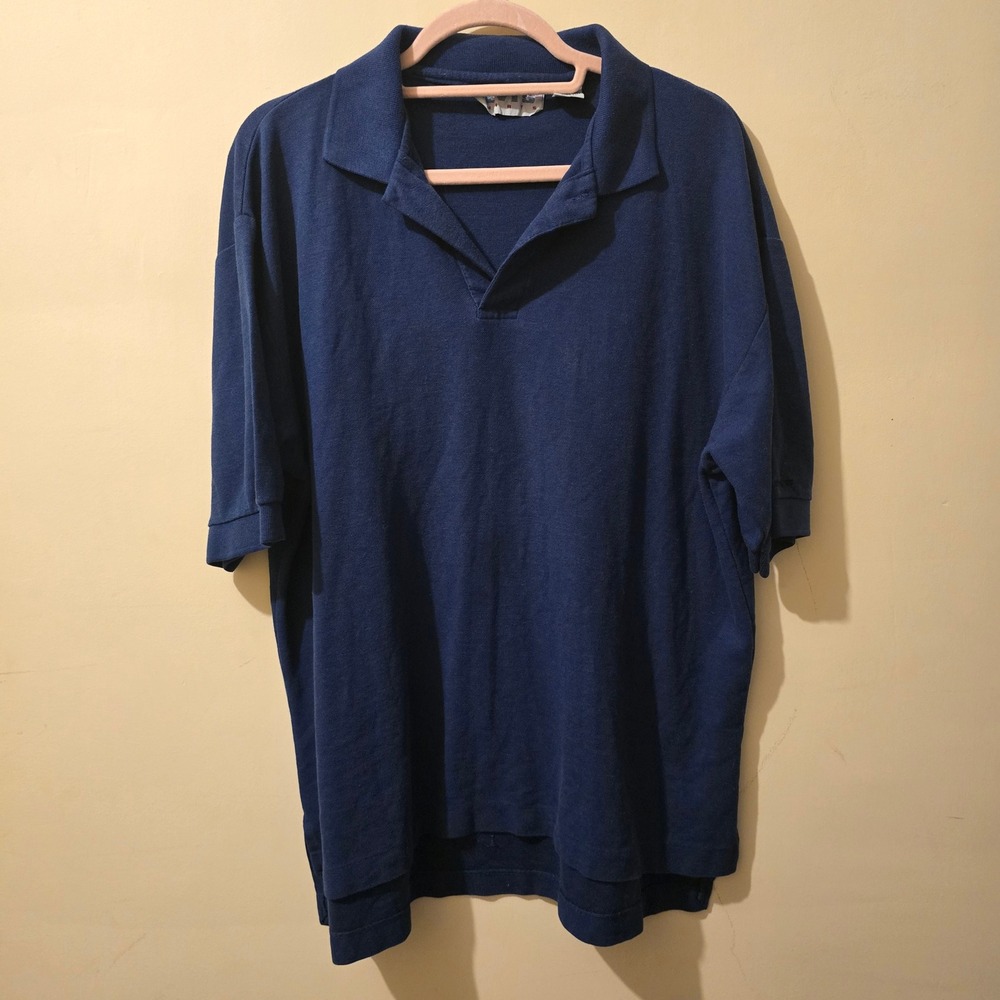 Vintage 90s Levi's Shirts Polo Shirt Mens Large Blue Short Sleeve V-Neck Pique